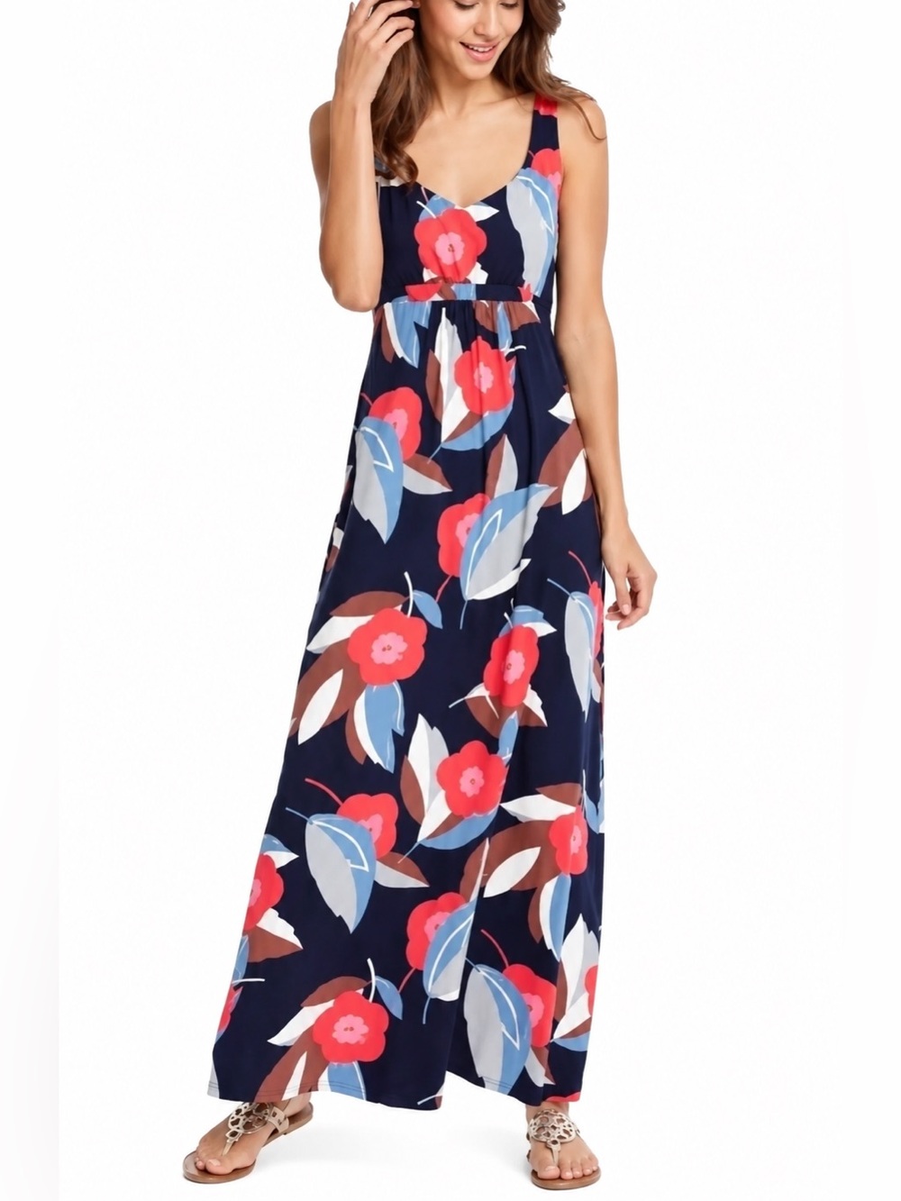 Boden navy floral jersey maxi dress, size 4L